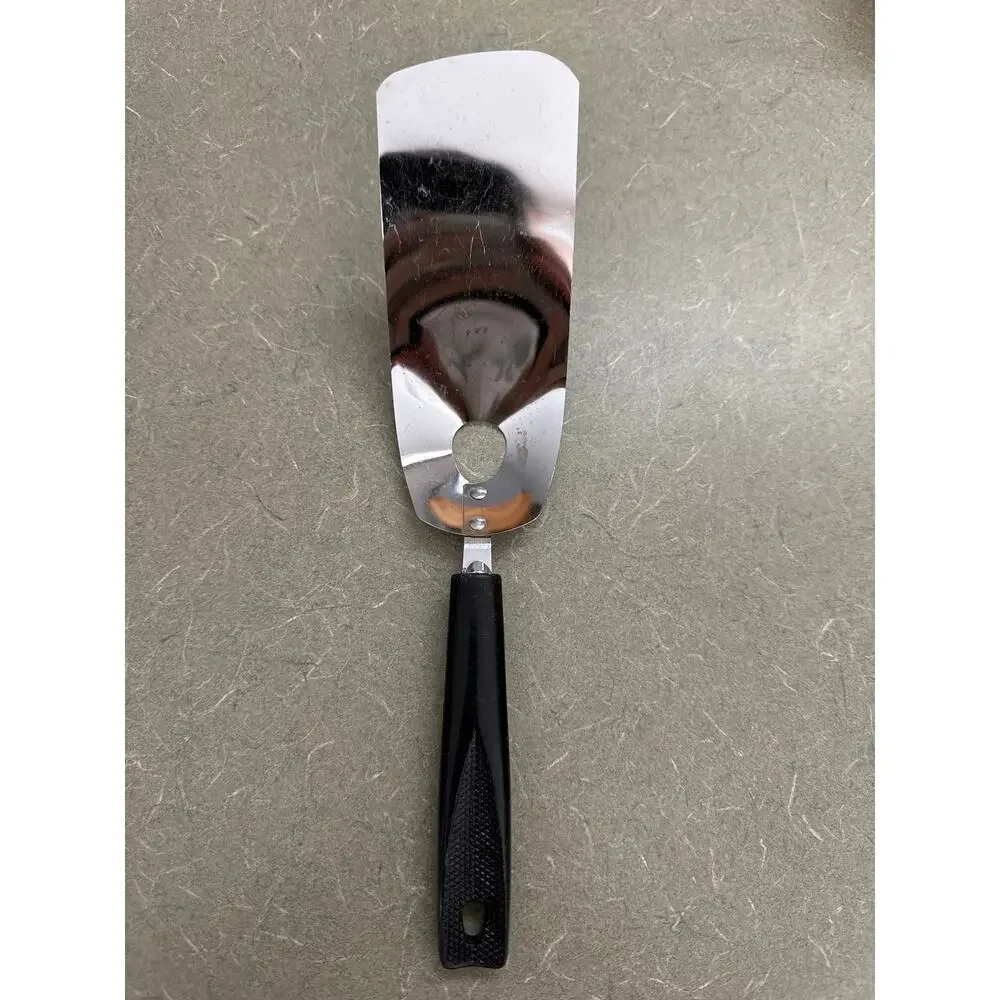 Vintage EKCO Spatula Turner 10” Stainless Steel Black Handle Grease Drain Hole